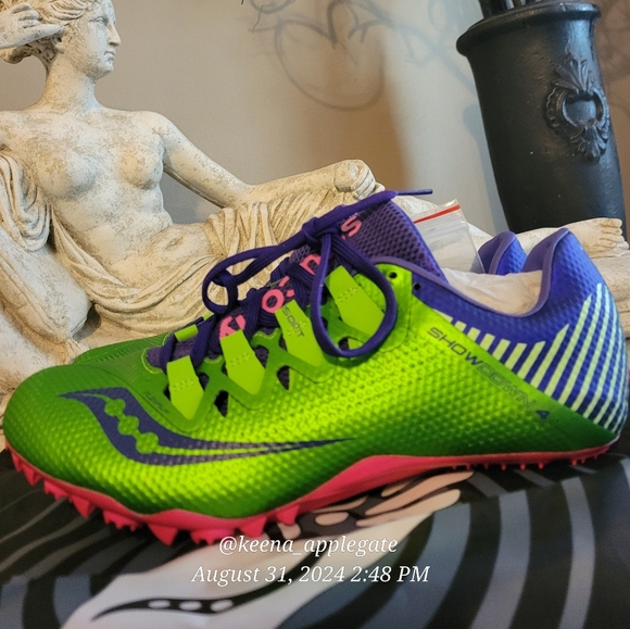 Saucony Womens Showdown 4 Lace Up Running Shoe Bright Green Purple 9.5 - Picture 7 of 13